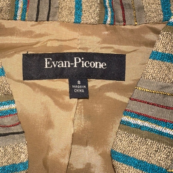Evan Picone Long Multicolored Striped Button up Lined W/Pockets Vest -Sz 8 -NWOT - Picture 5 of 5